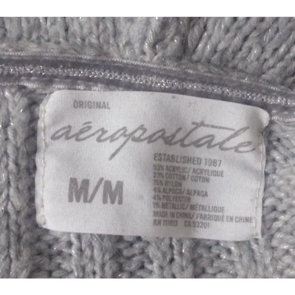 Aeropostale Grey Sequins Sweater Drawstring Hood M - Picture 5 of 5